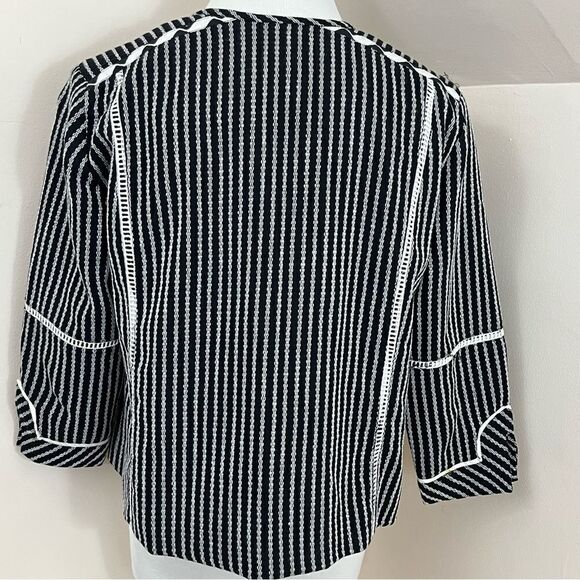 Rafaella Mixed Prjnt Black White Pink Open Cropped Blazer Jacket PS - Picture 4 of 7